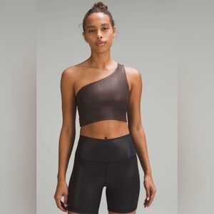 Lululemon Align Asymmetrical Ribbed Bra Light Support Shine Espresso Sz 6